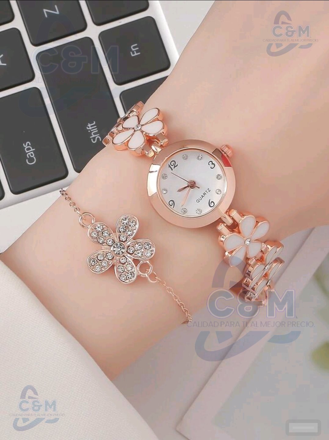 RELOJ PARA MUJER DE CUARZO CON DISEÑO DE FLORES R54